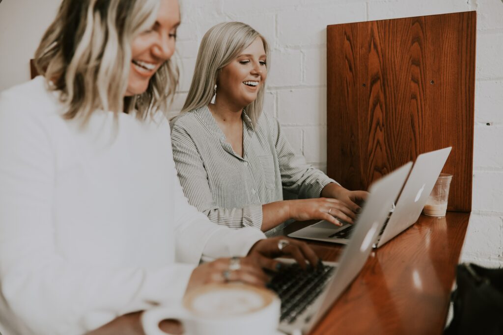 two women studying